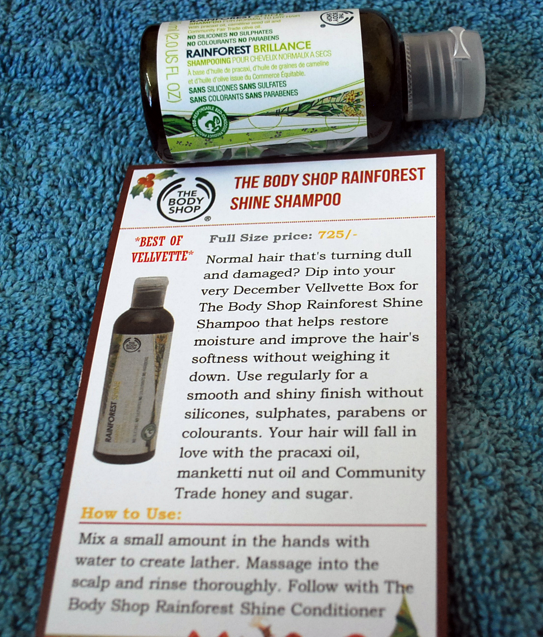 Rainforest Shampoo Card  - The Vellvette Box - December edition